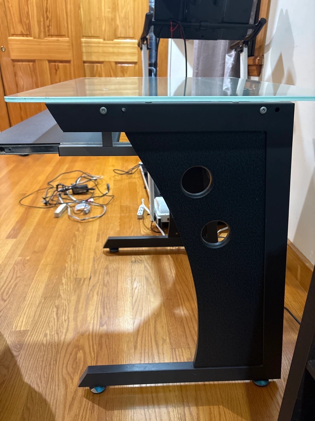 Glass Top Computer Desk with Keyboard Tray - photo 5