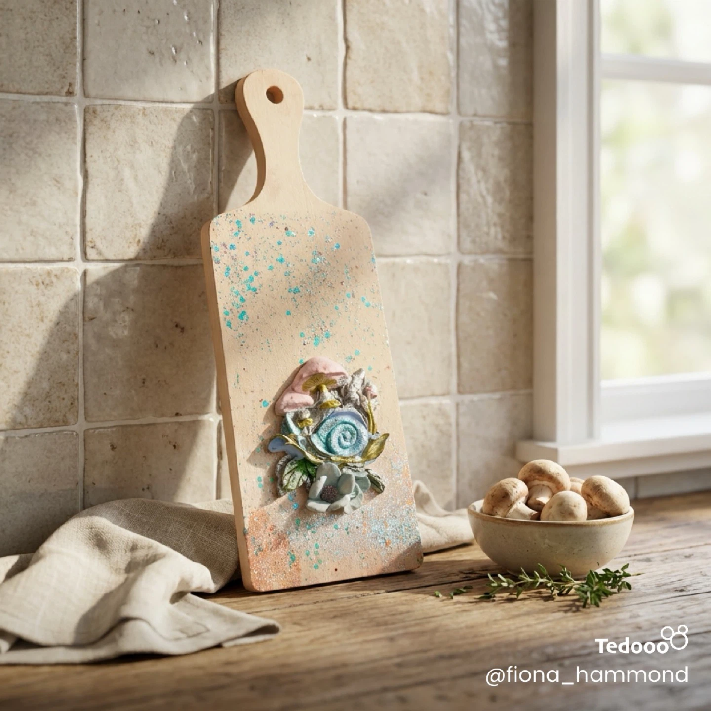 Decorative Wooden Cutting Board with Floral Design