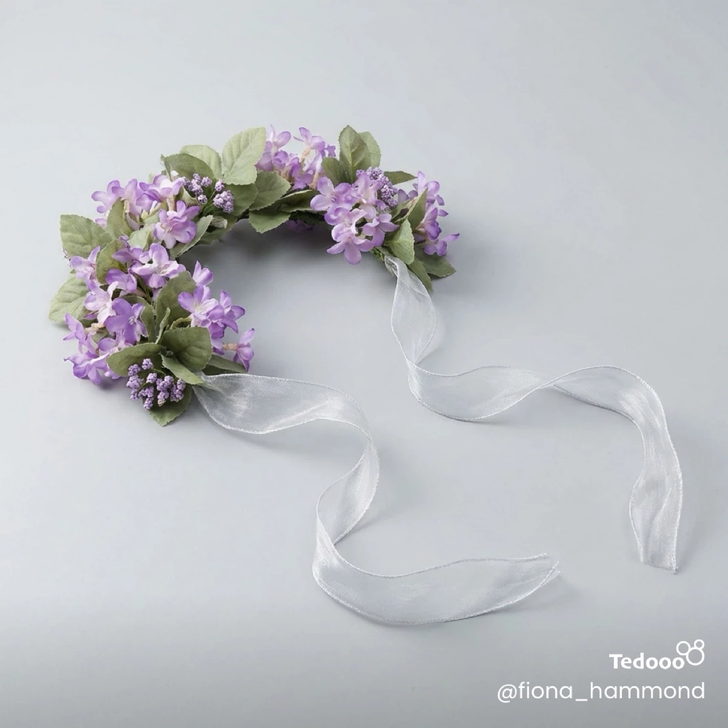 Purple Flower Crown with Ribbon - photo 2