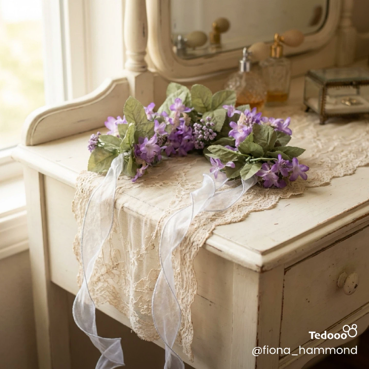 Purple Flower Crown with Ribbon