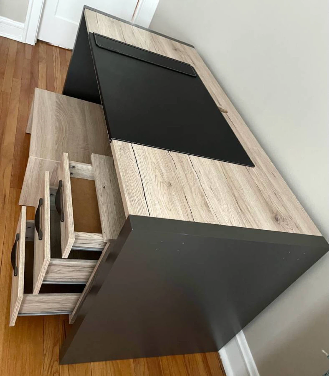 IKEA Office Table with Drawer and black table cover - photo 2