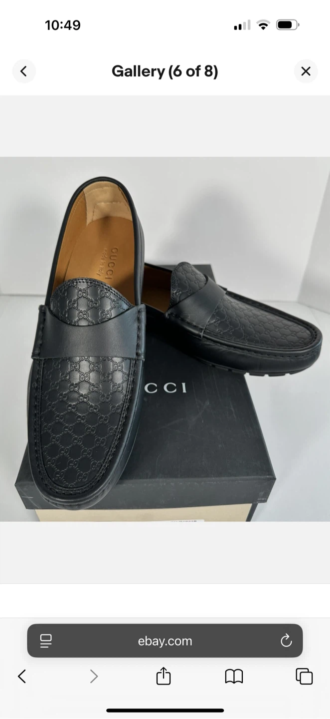 Gucci Black Leather GG Monogram Loafers