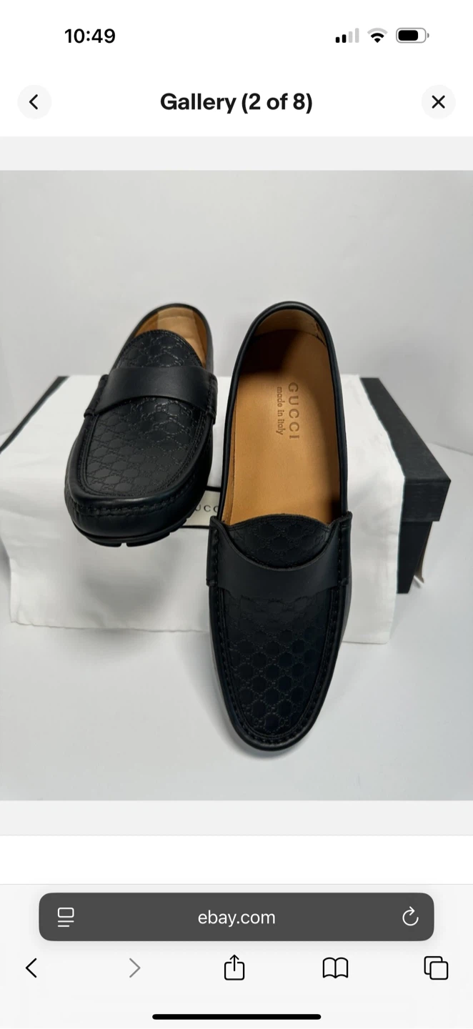 Gucci Black Leather GG Monogram Loafers - photo 4