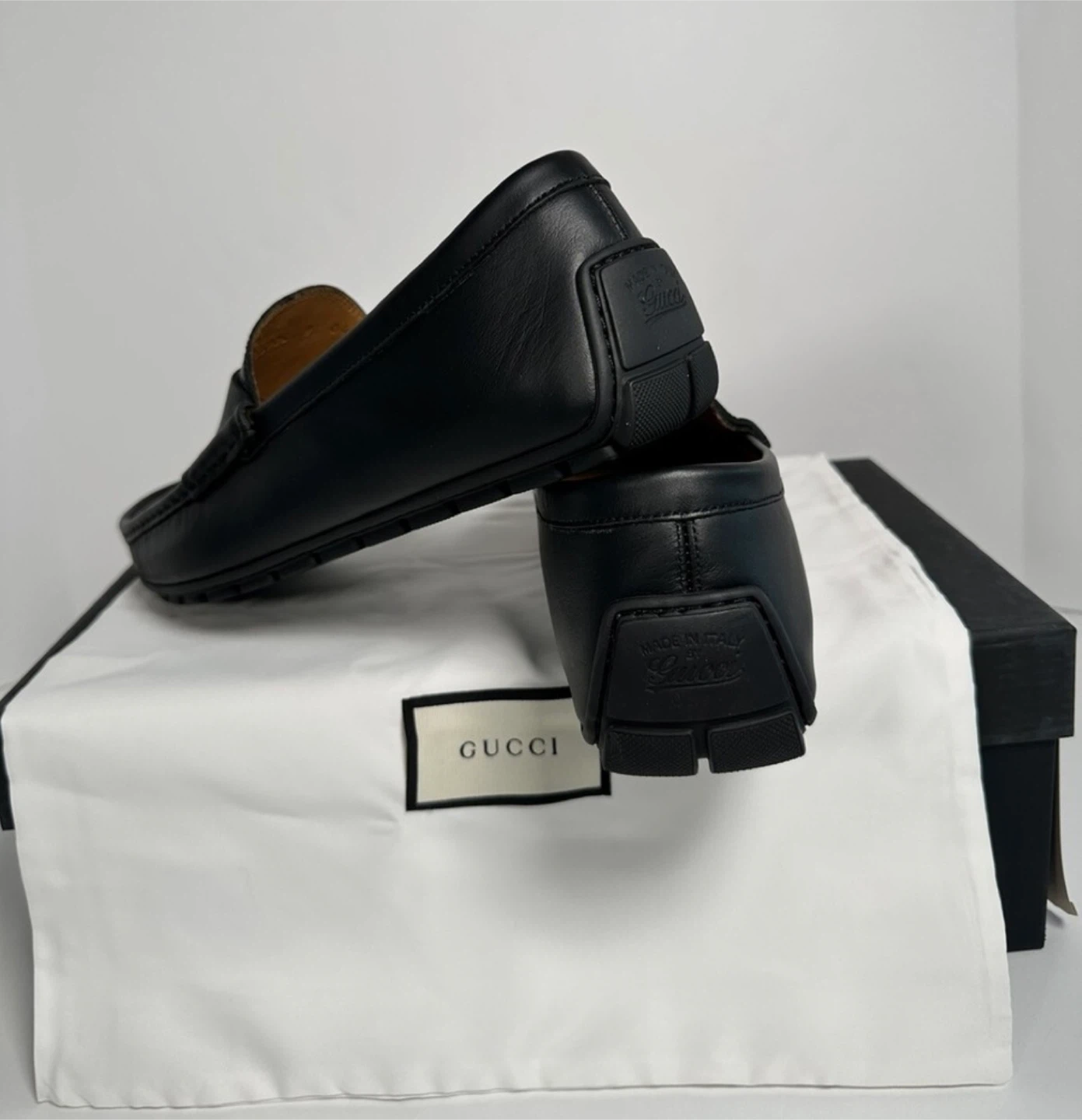 Gucci Black Leather GG Monogram Loafers - photo 2