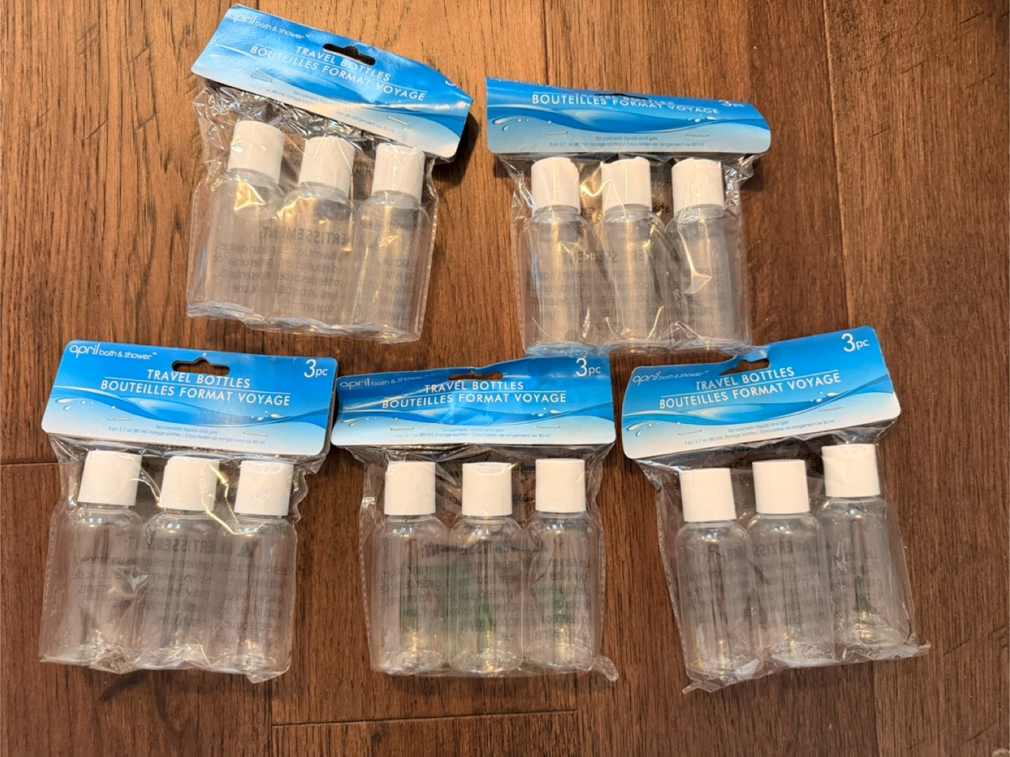 5 Sets of Brand New Travel Bottles - 3 Pack