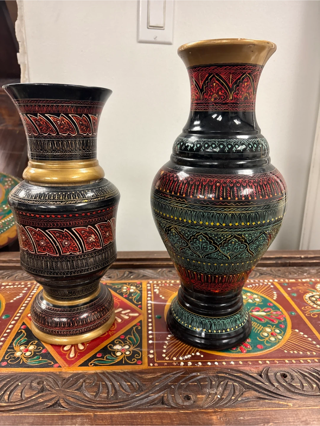 Decorative Wooden Vases - Set of 2