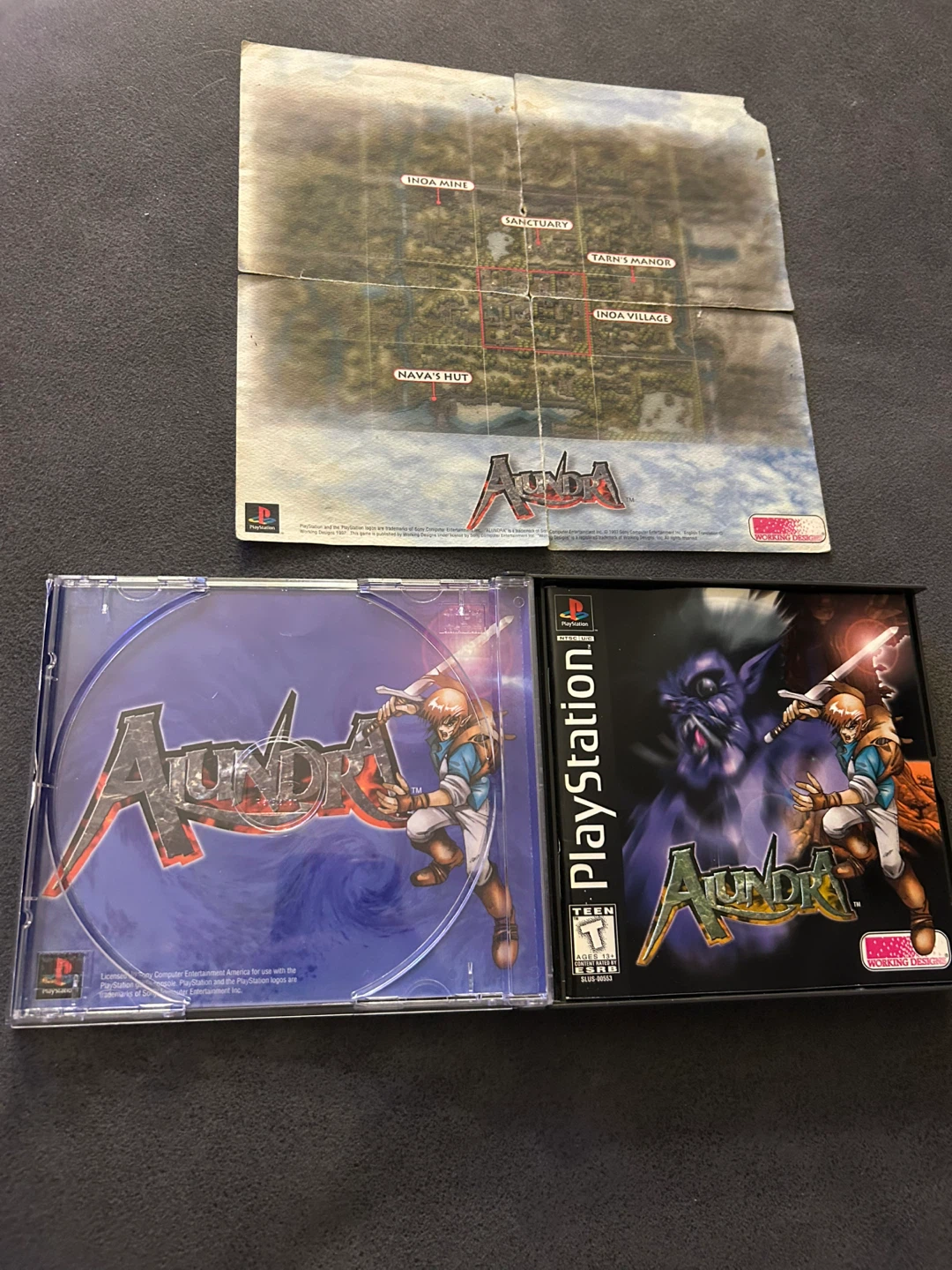 AUNDRA PlayStation 1 PS1 Video Game CIB w/ Map - photo 2