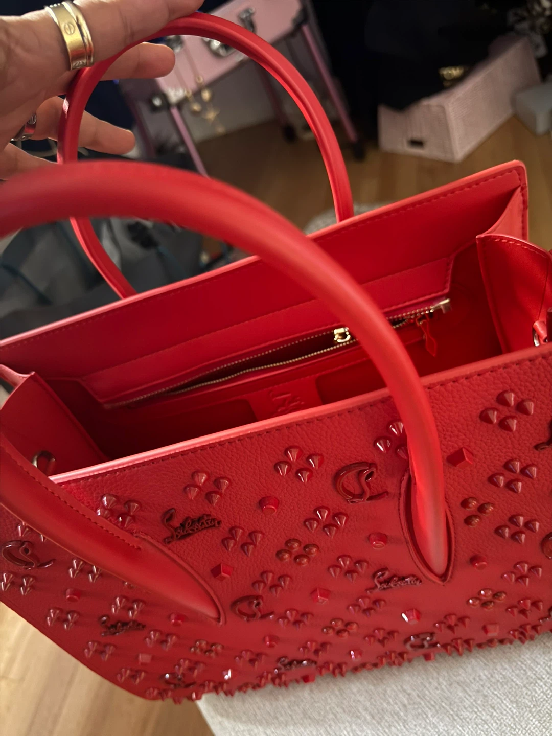 Christian Louboutin Red Spiked Tote Bag - photo 5