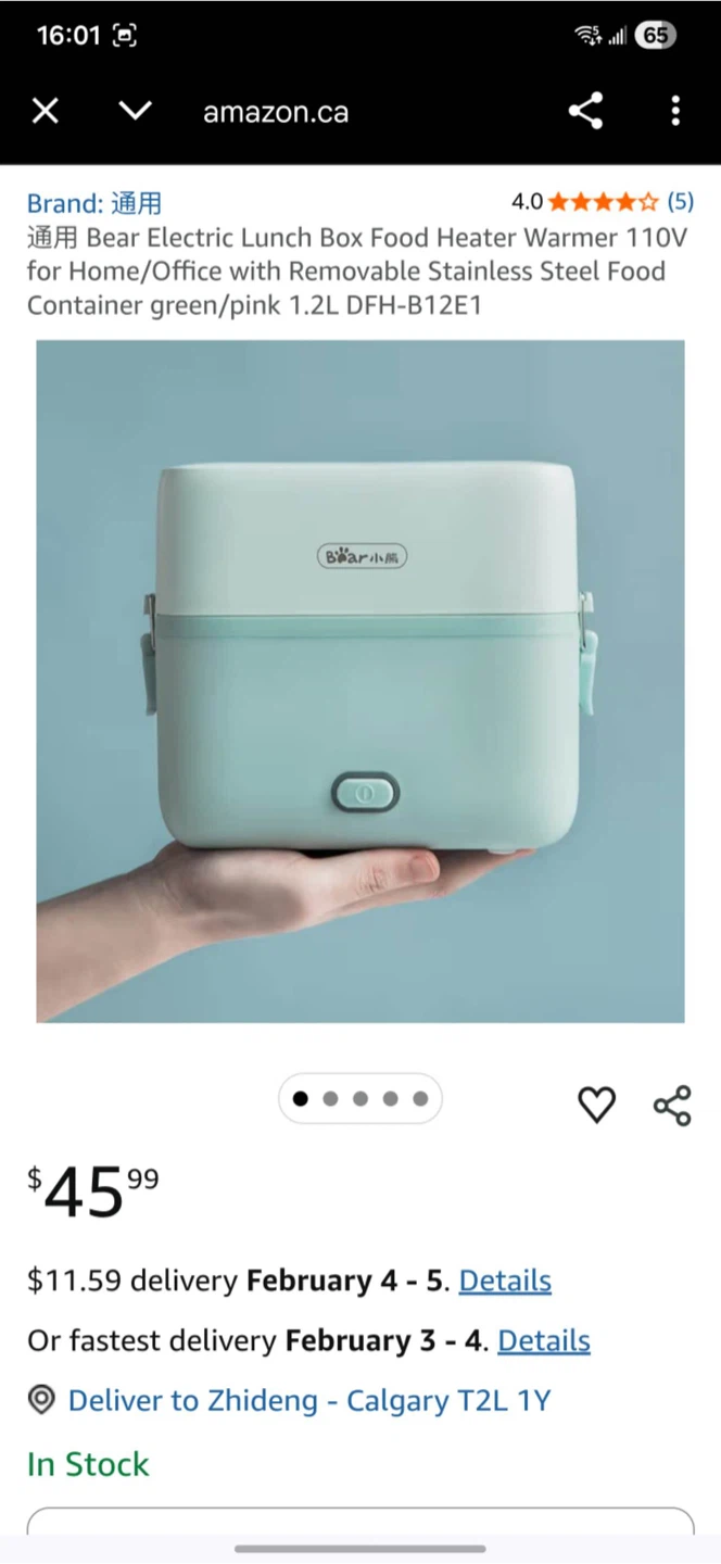 Bear Electric Lunch Box Food Heater Warmer 110V