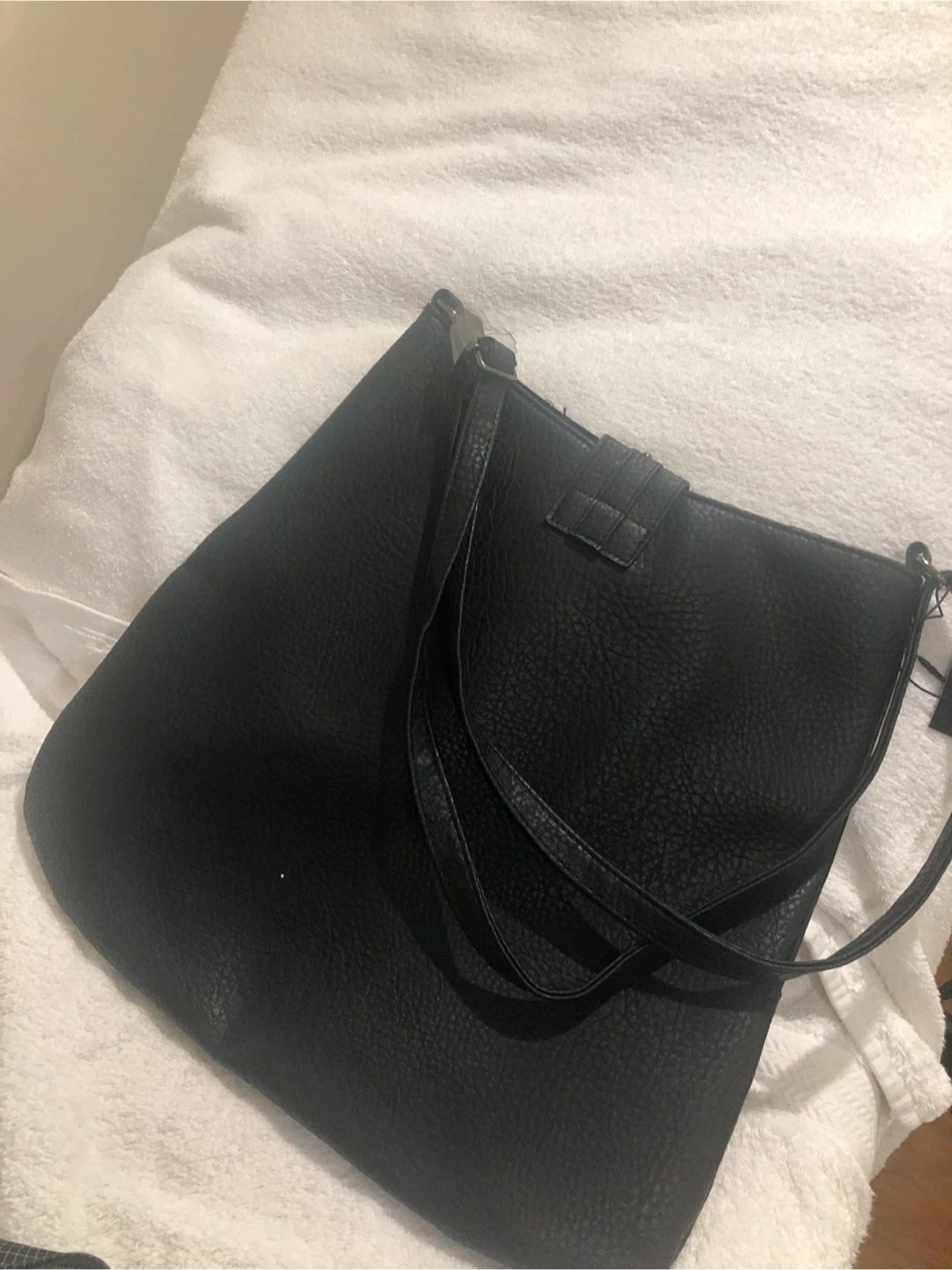 Black Shoulder Bag with Tassel Accent