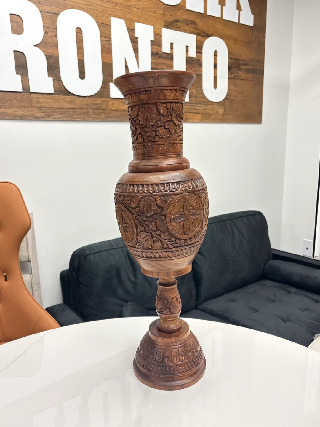 Carved Wooden Vase