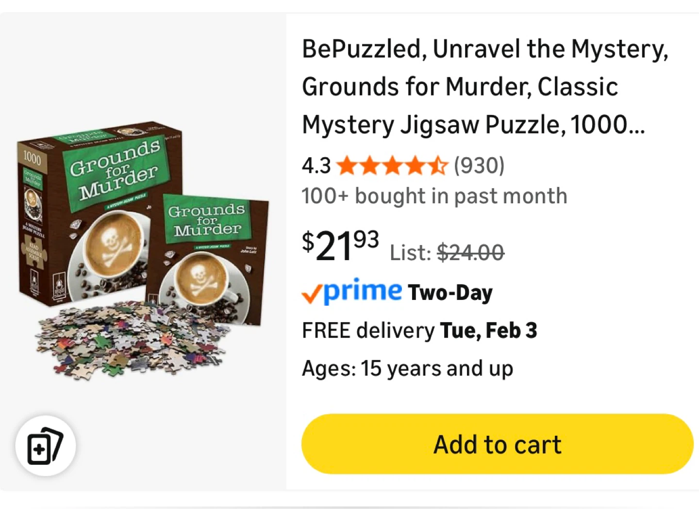 1,000 Piece “Grounds for Murder” Mystery Jigsaw Puzzle - photo 2
