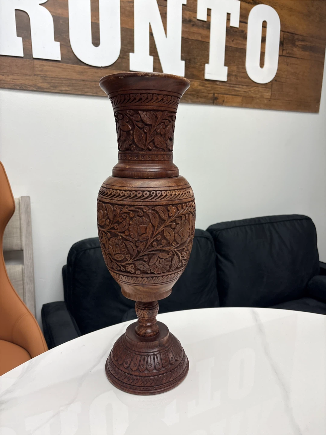 Carved Wooden Vase