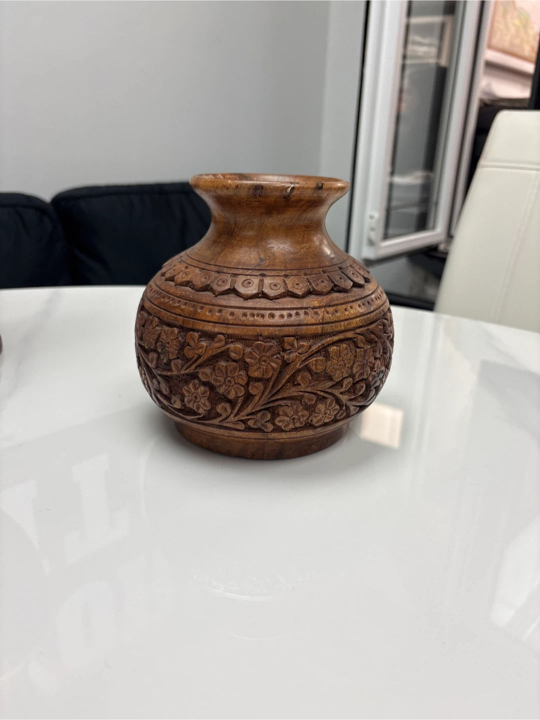 Carved Wooden Vase
