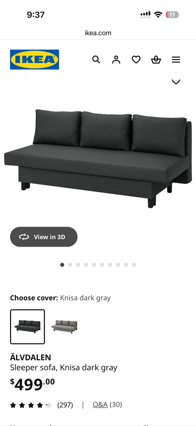 IKEA ÄLVDALEN Sleeper Sofa (New product is $500) - photo 2