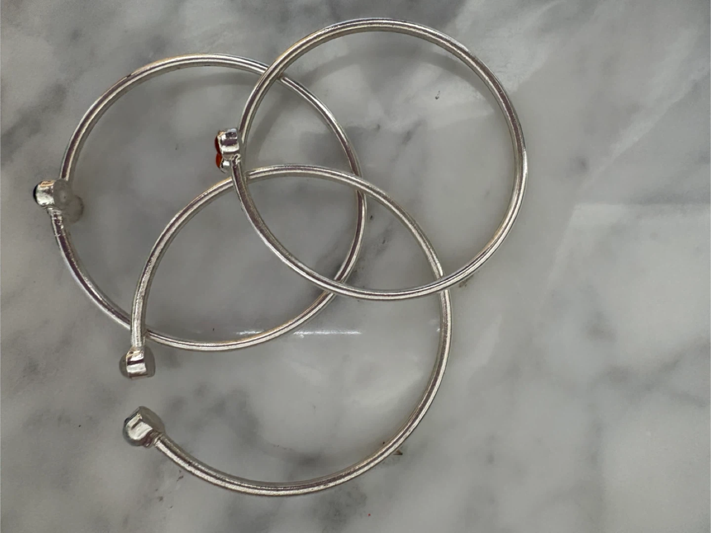 925 Silver Bangles with Gemstone Accents - photo 2