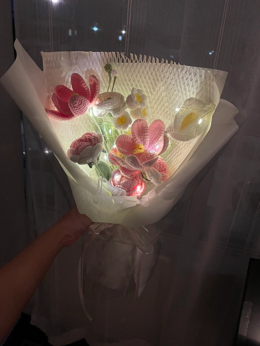 Handmade Crochet Flower Bouquet with Lights - photo 2