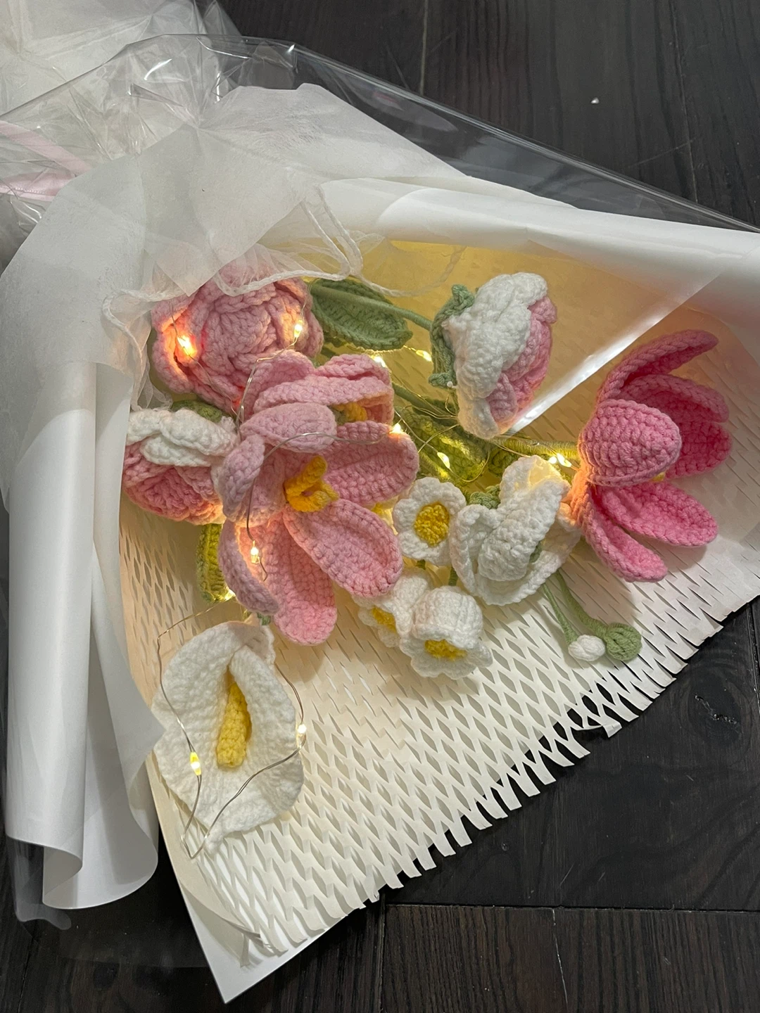 Handmade Crochet Flower Bouquet with Lights - photo 3