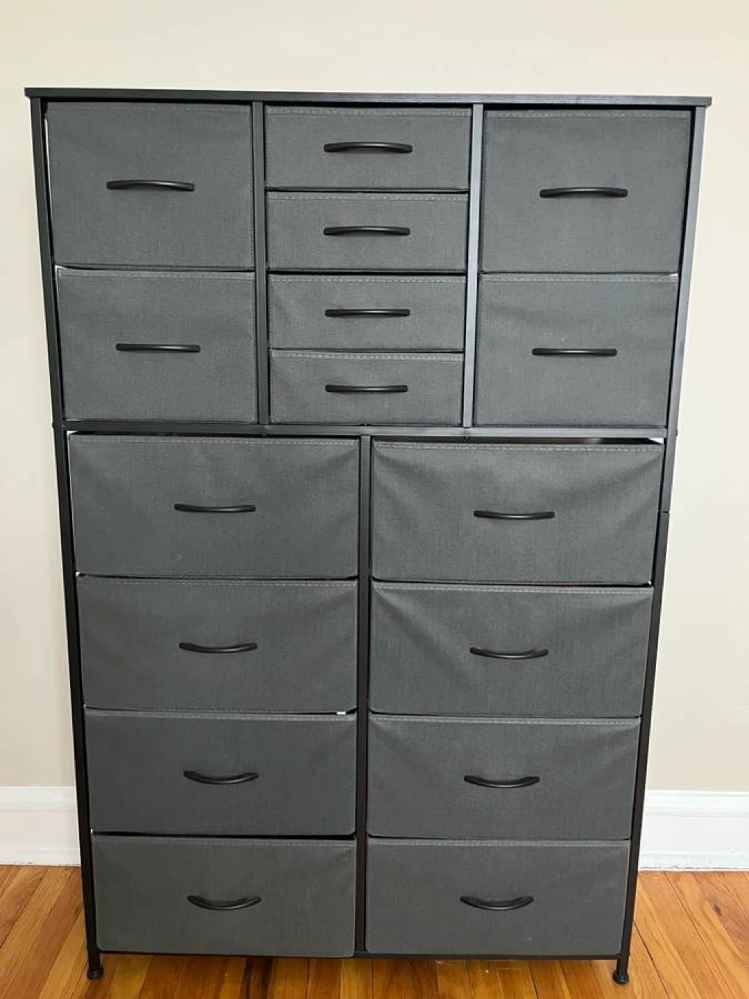 Gray Fabric Drawer Dresser with 15 Drawers