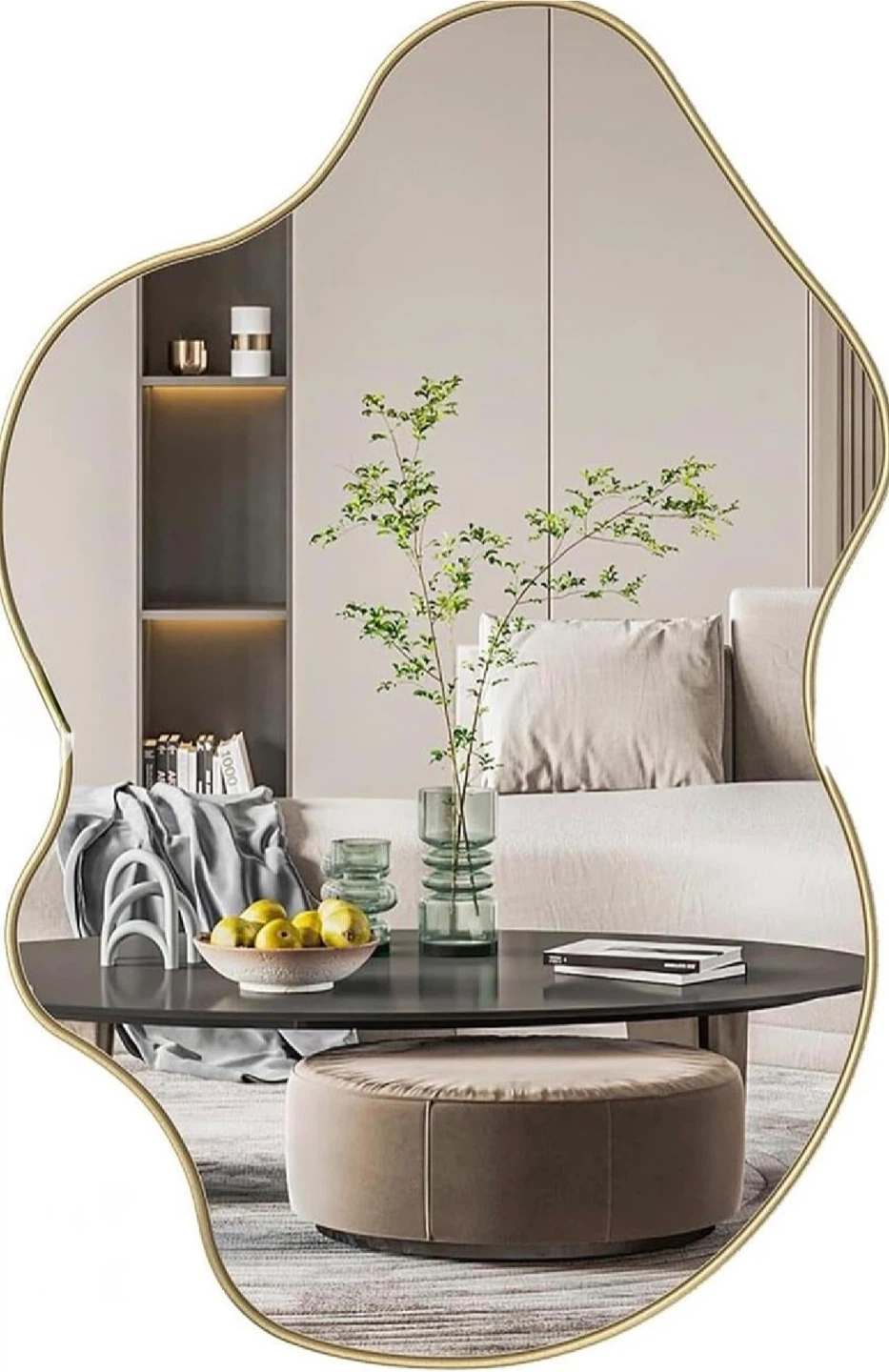 Irregular Shaped Wall Mirror with Gold Frame - photo 2