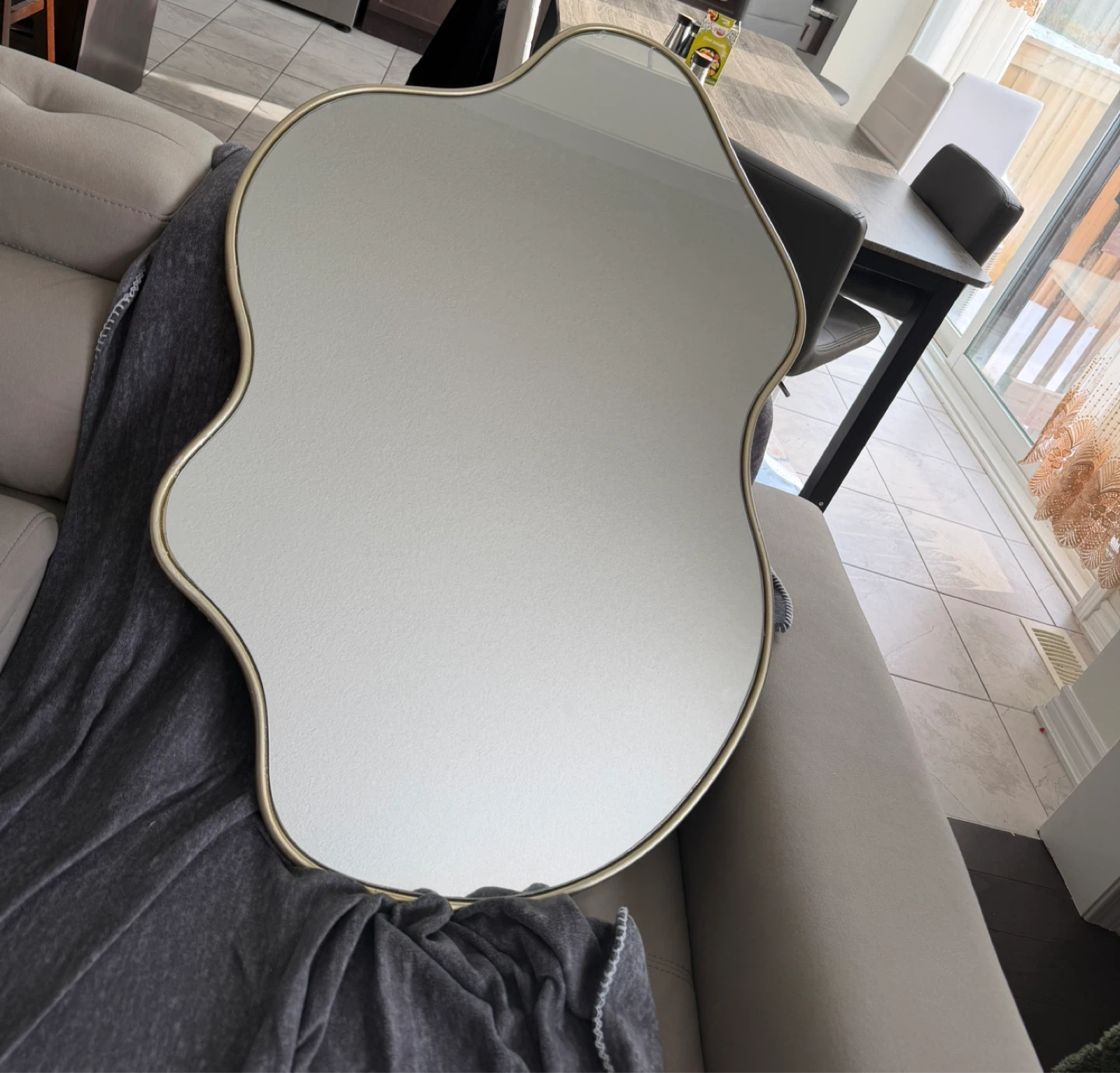Irregular Shaped Wall Mirror with Gold Frame - photo 3