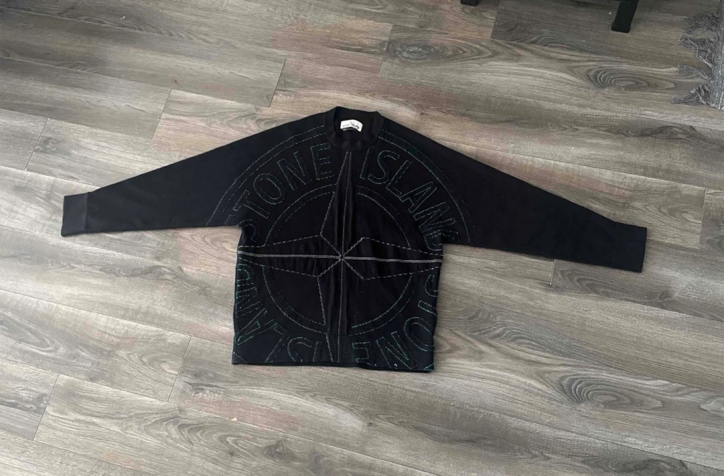 Stone Island Logo Intarsia Crewneck Sweater 'Black'