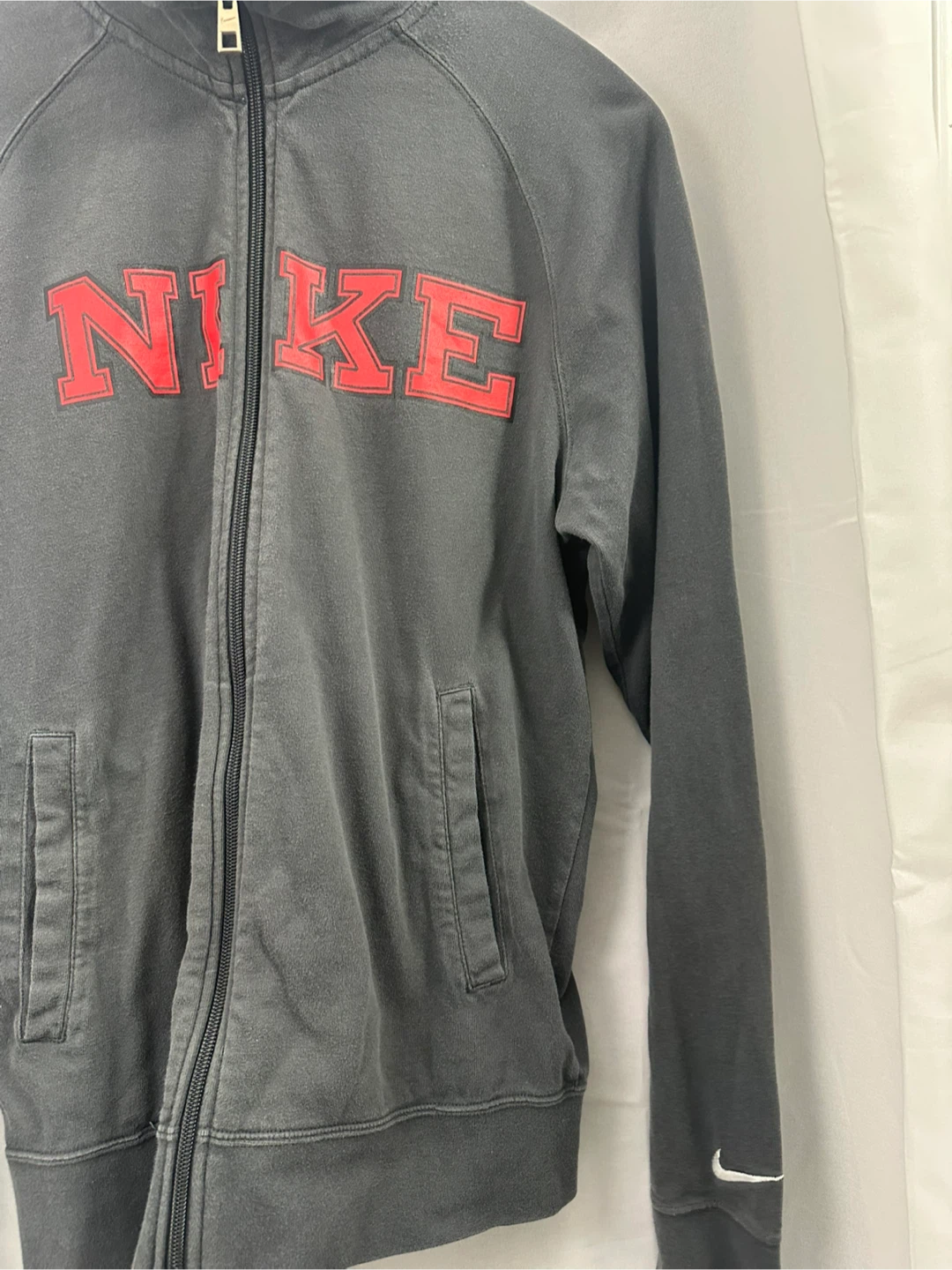 VINTAGE Nike Track Jacket - Grey with Red Logo - photo 4