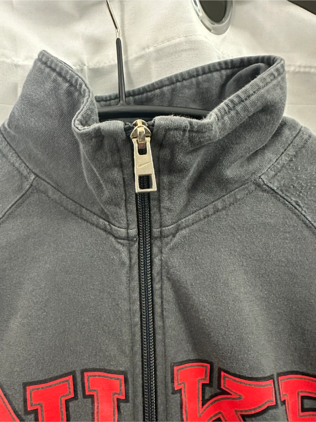 VINTAGE Nike Track Jacket - Grey with Red Logo - photo 3