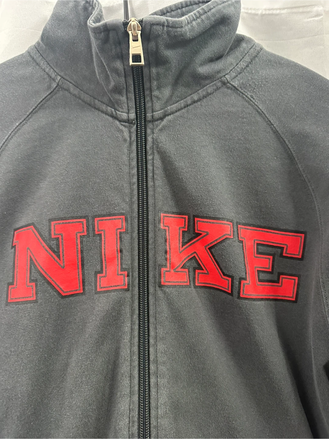 VINTAGE Nike Track Jacket - Grey with Red Logo - photo 2