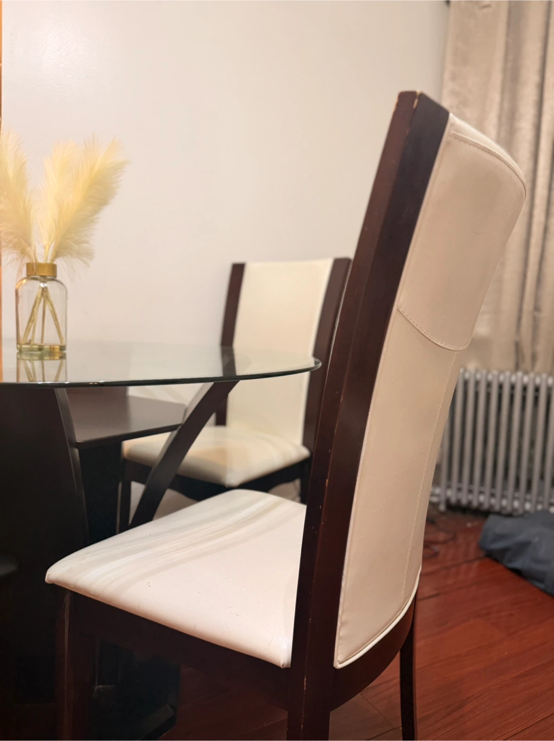 Glass Top Dining Table with 4 Chairs + 1 little table