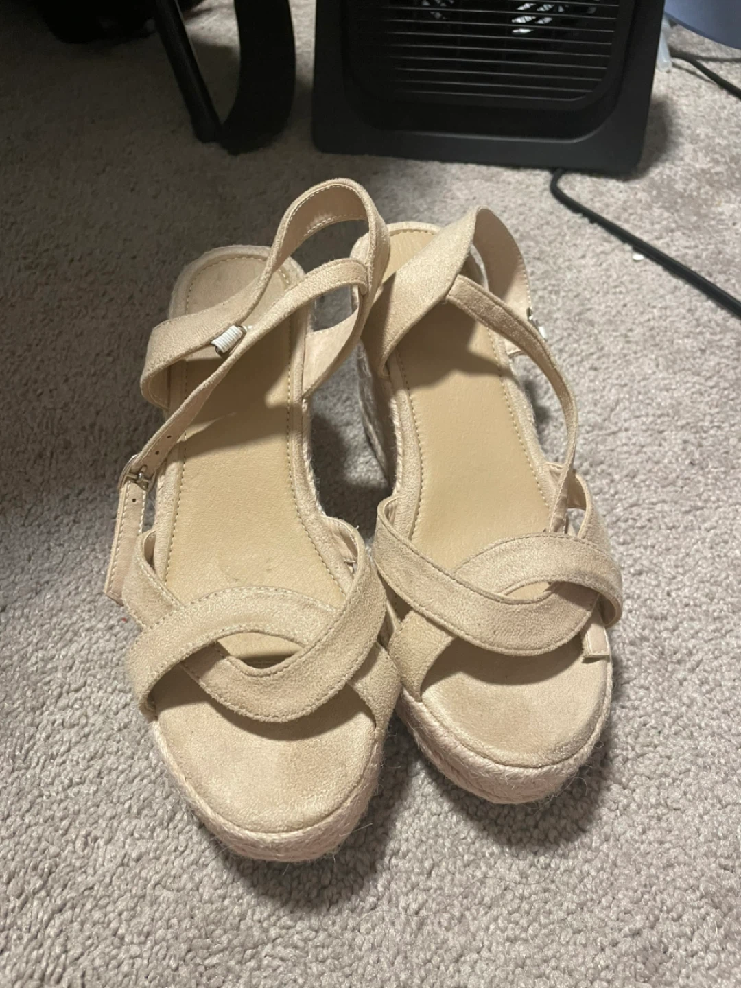 Women's Beige Wedge Espadrille Sandals