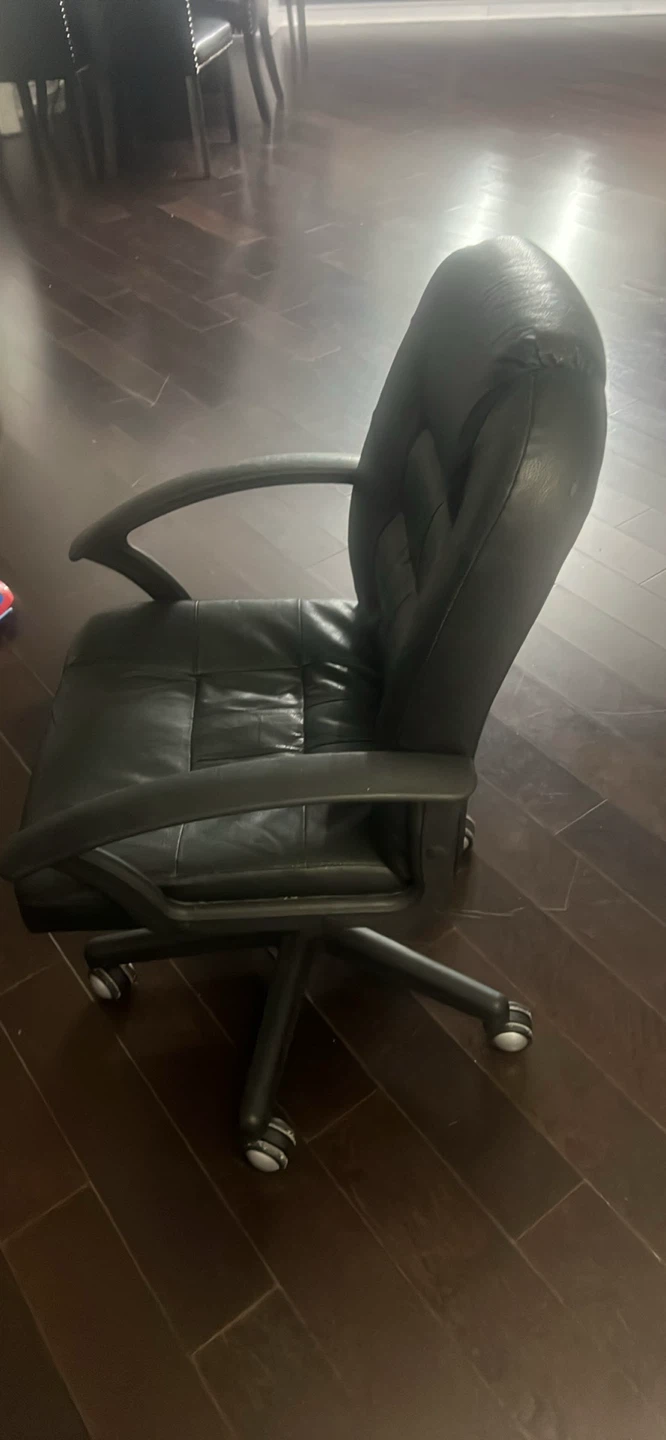 Black Faux Leather Office Chair - photo 2