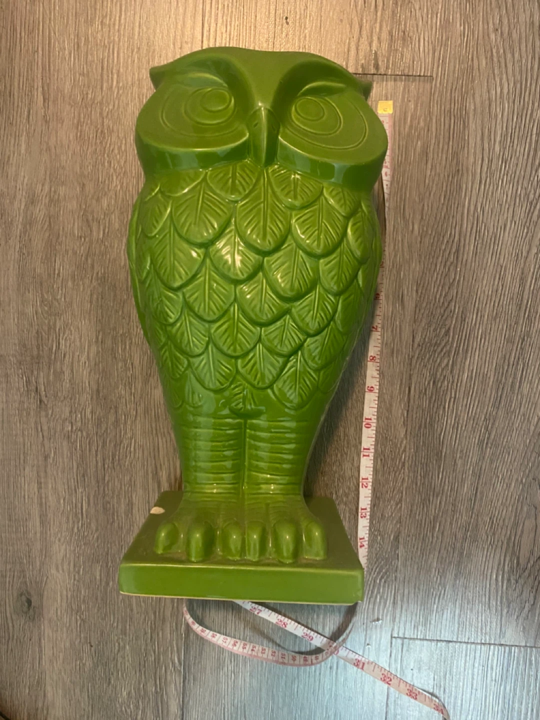 Large Green Ceramic Owl Figurine