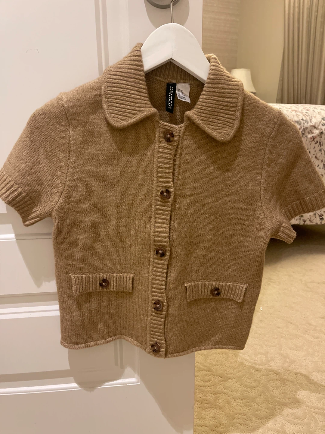 Divided Short Sleeve Collared Cardigan - photo 4