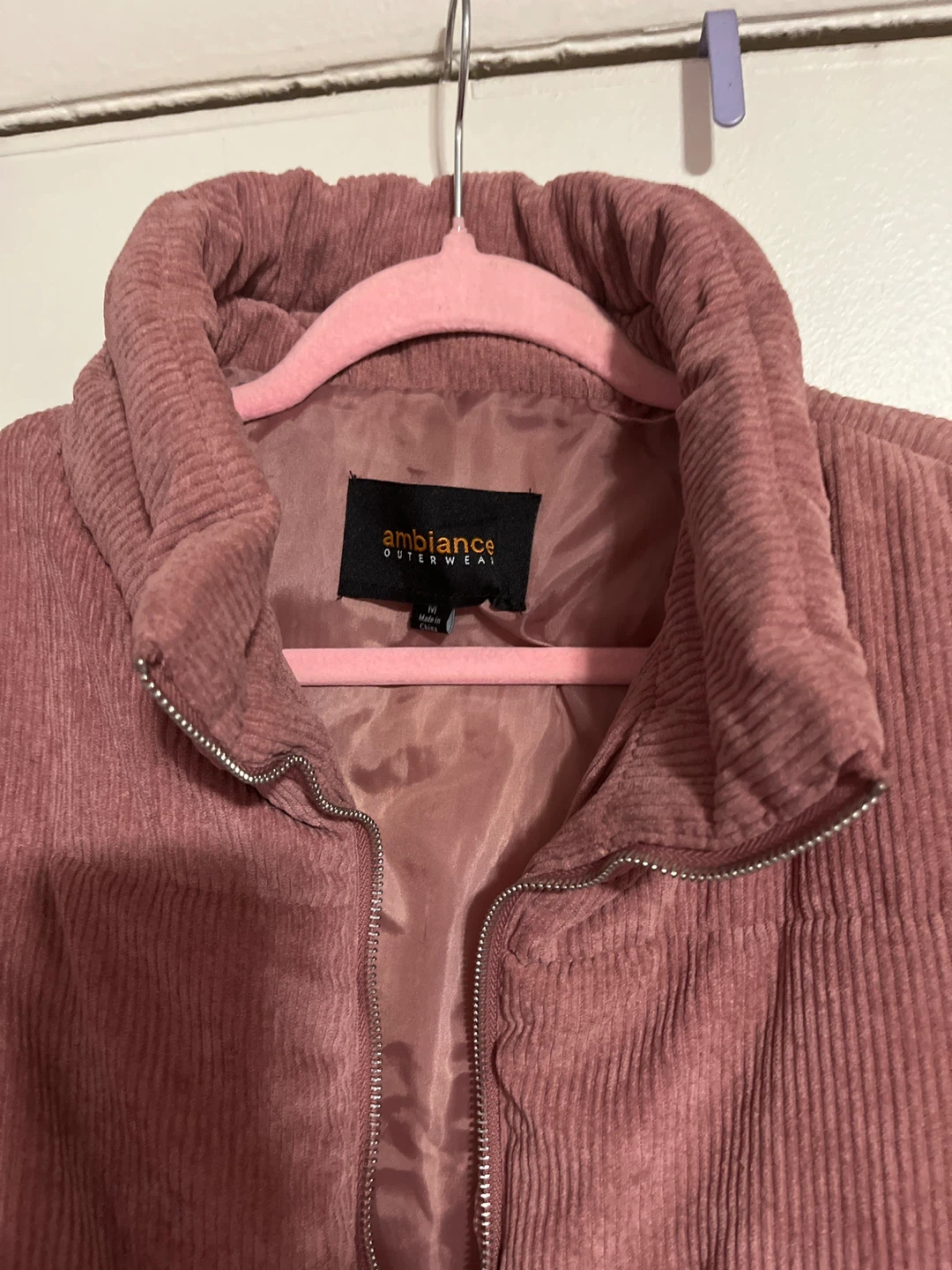 Ambiance Outerwear Pink Corduroy Puffer Jacket - photo 2