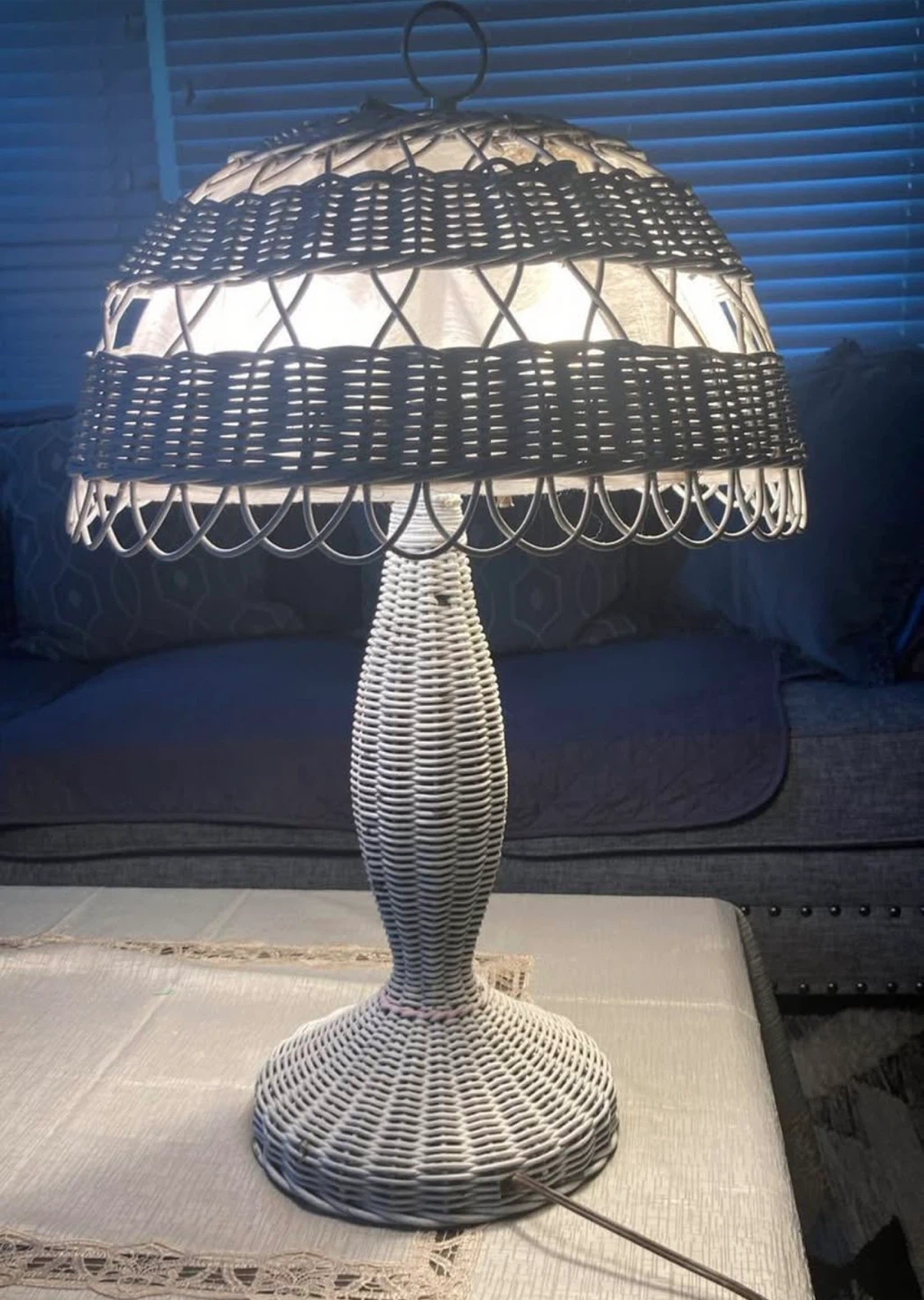 Wicker Table Lamp - Gray - photo 2