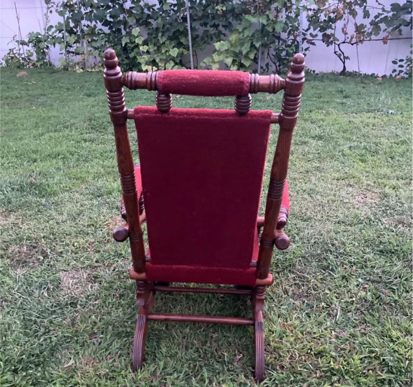 Antique Wooden Rocking Chair - Red Upholstery - photo 4