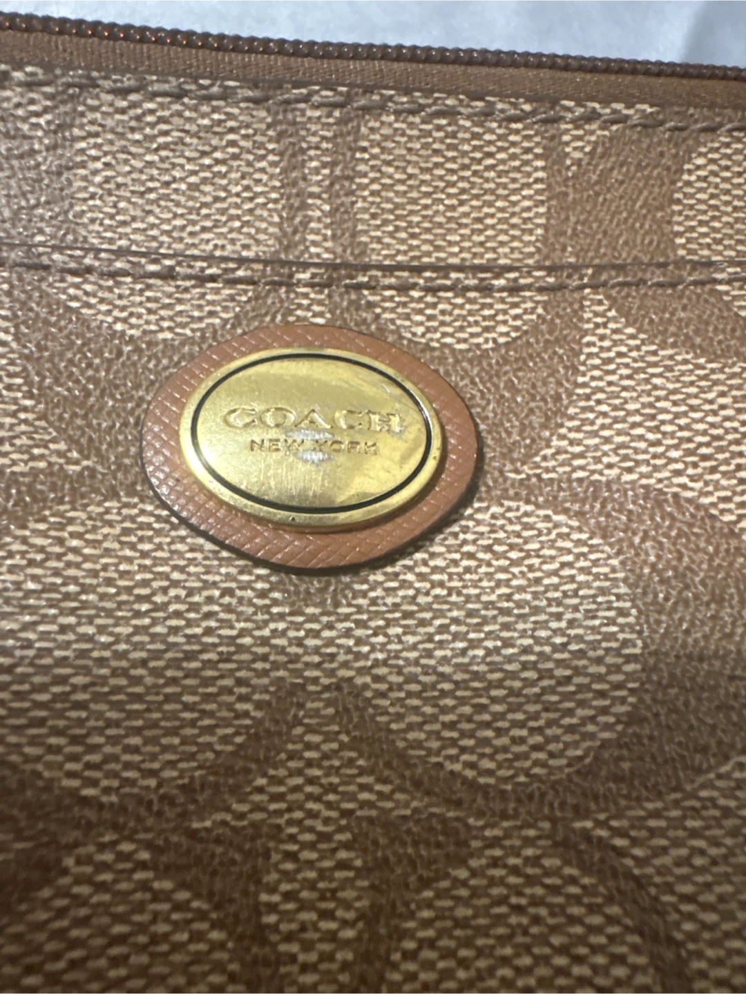 Coach Signature Wristlet Pouch Tan Brown - photo 3