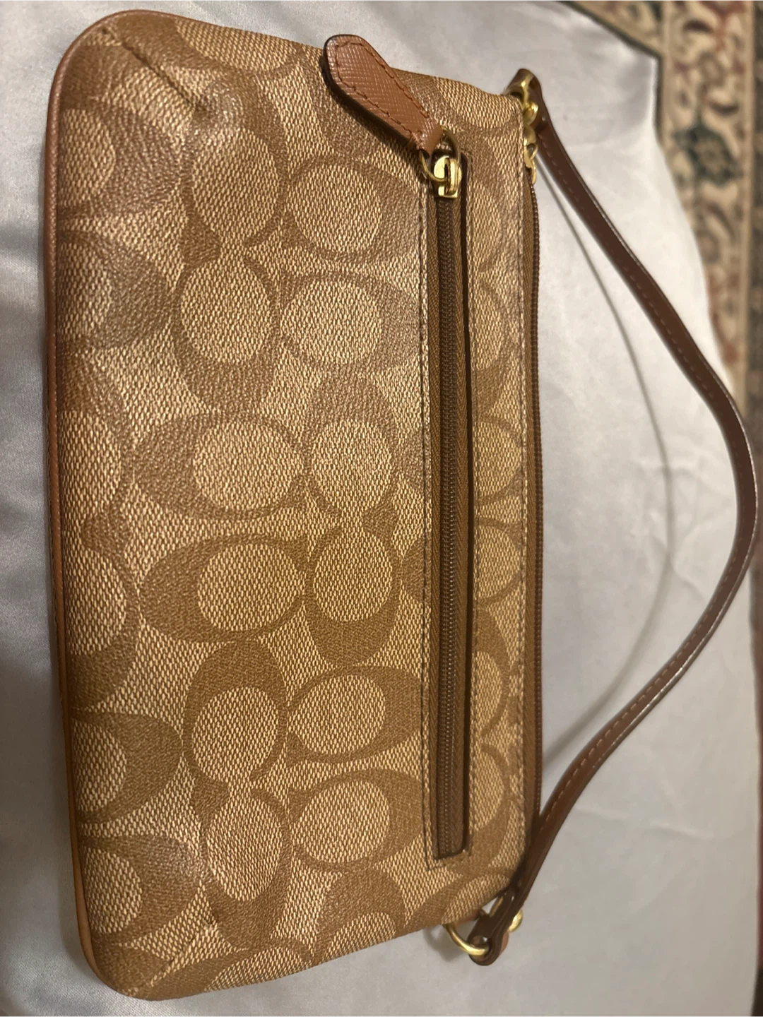 Coach Signature Wristlet Pouch Tan Brown - photo 5