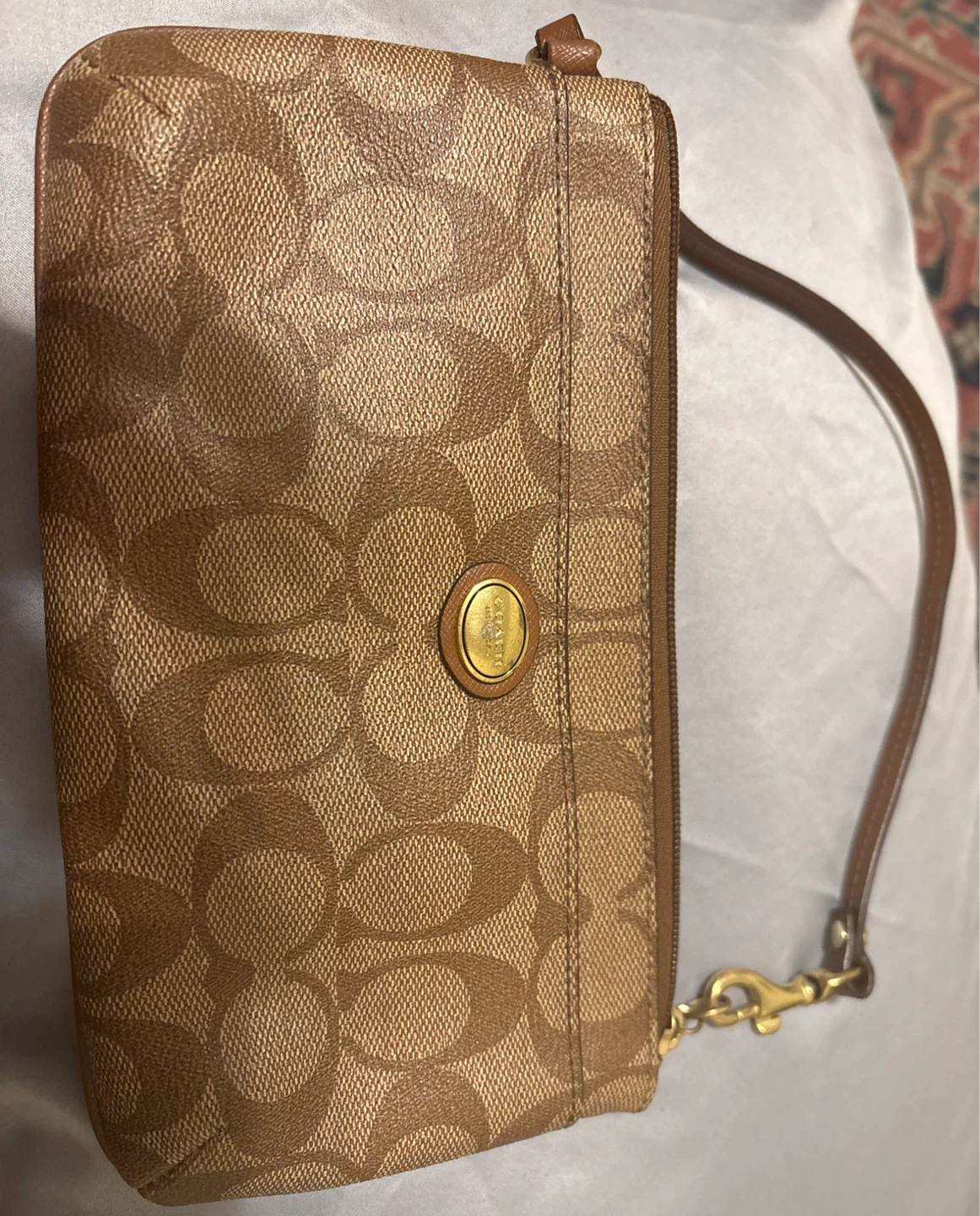 Coach Signature Wristlet Pouch Tan Brown - photo 2
