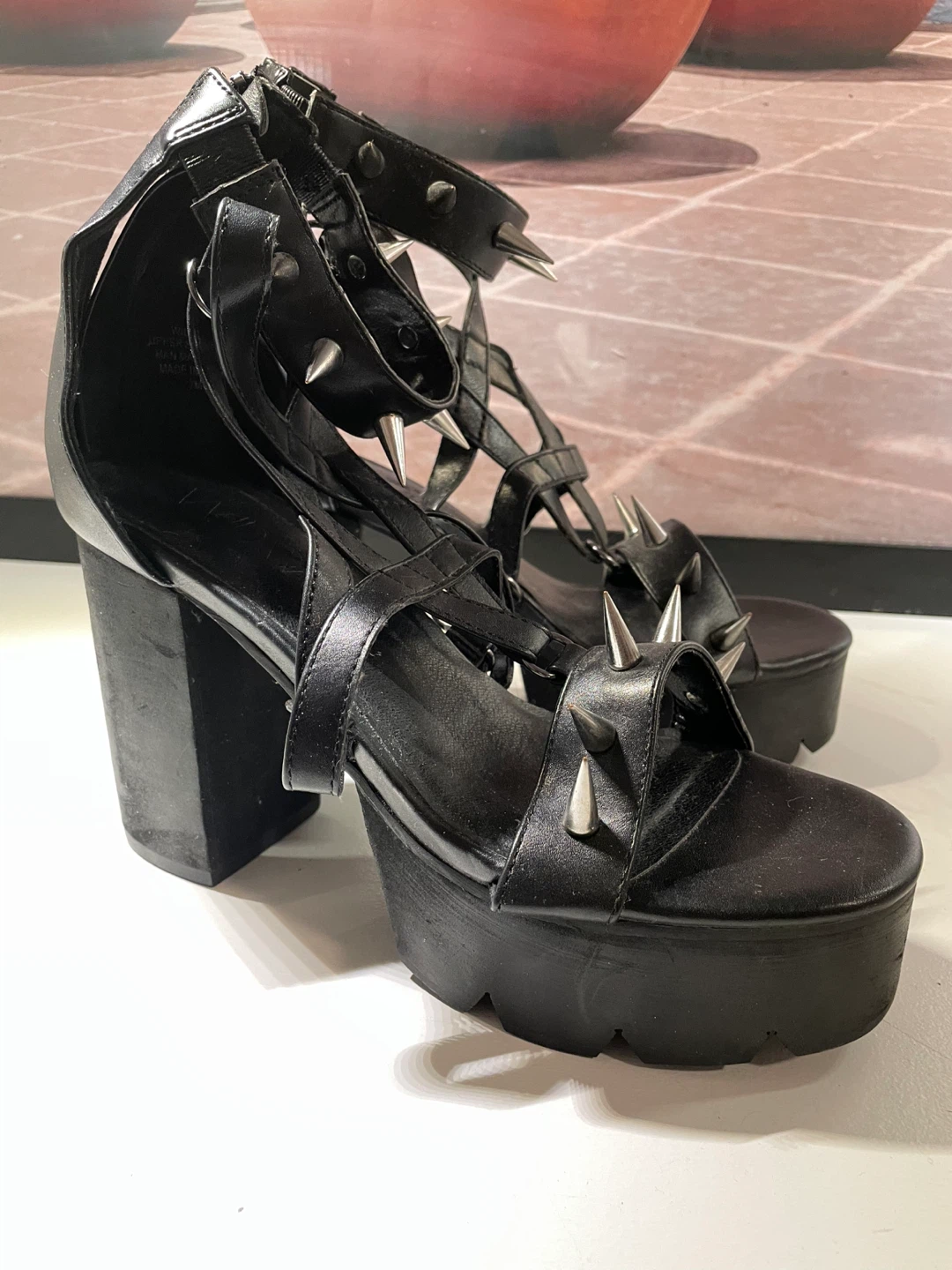 Dolls Kill x Widow Pentagram Spiked Platform Heels - photo 2