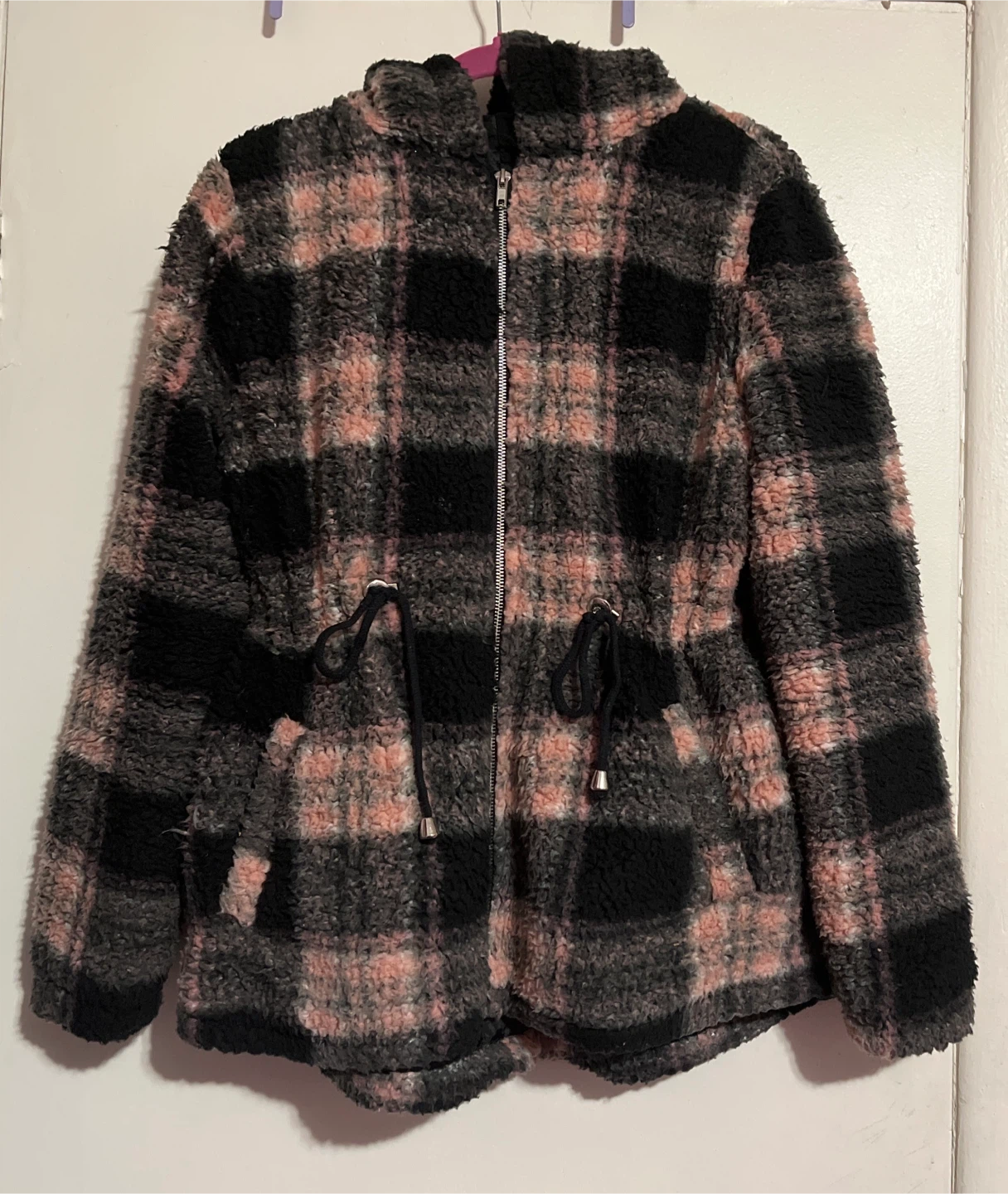Almost Famous Plaid Fuzzy Jacket