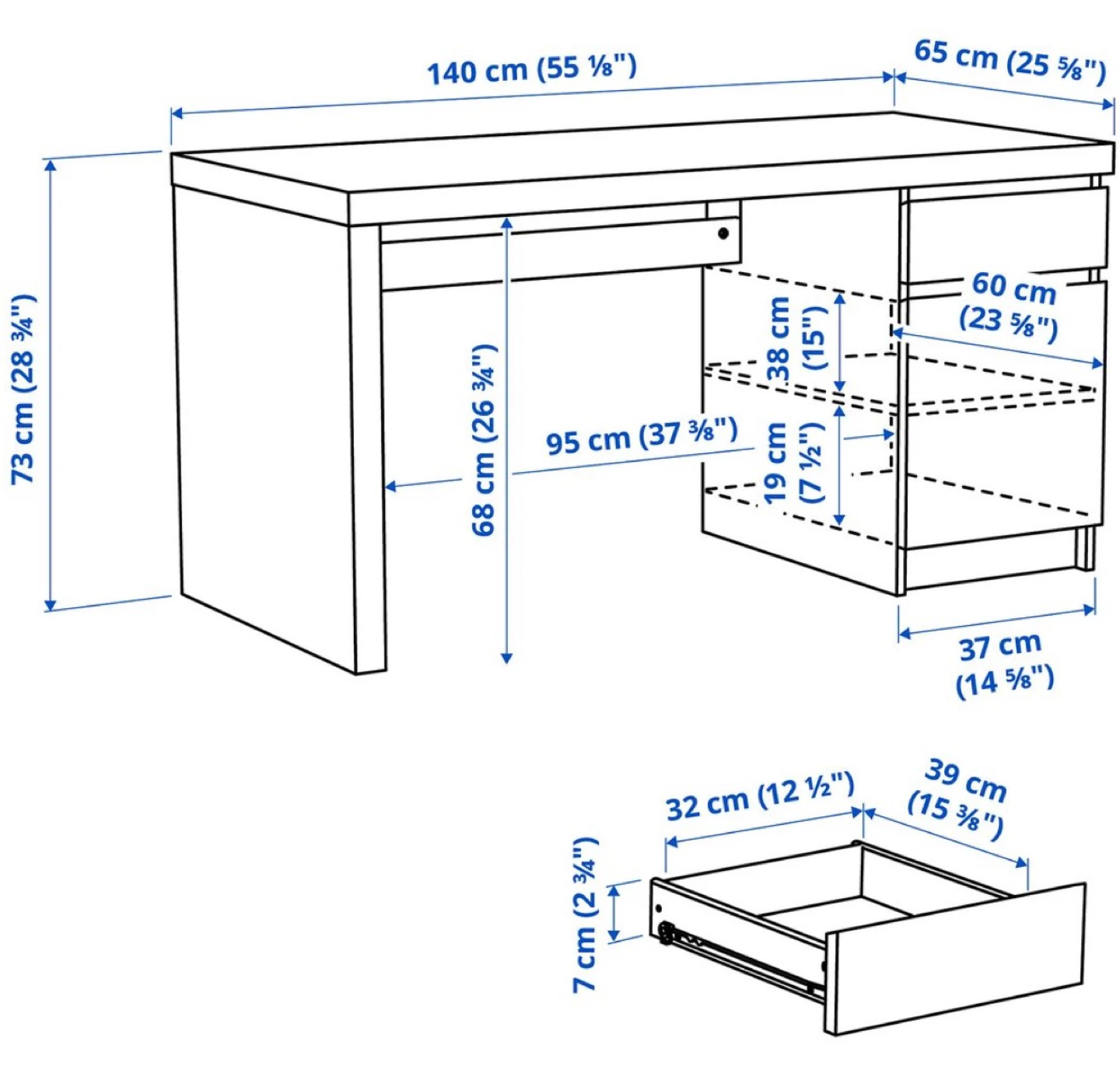 IKEA MICKE white desk with drawers - photo 2