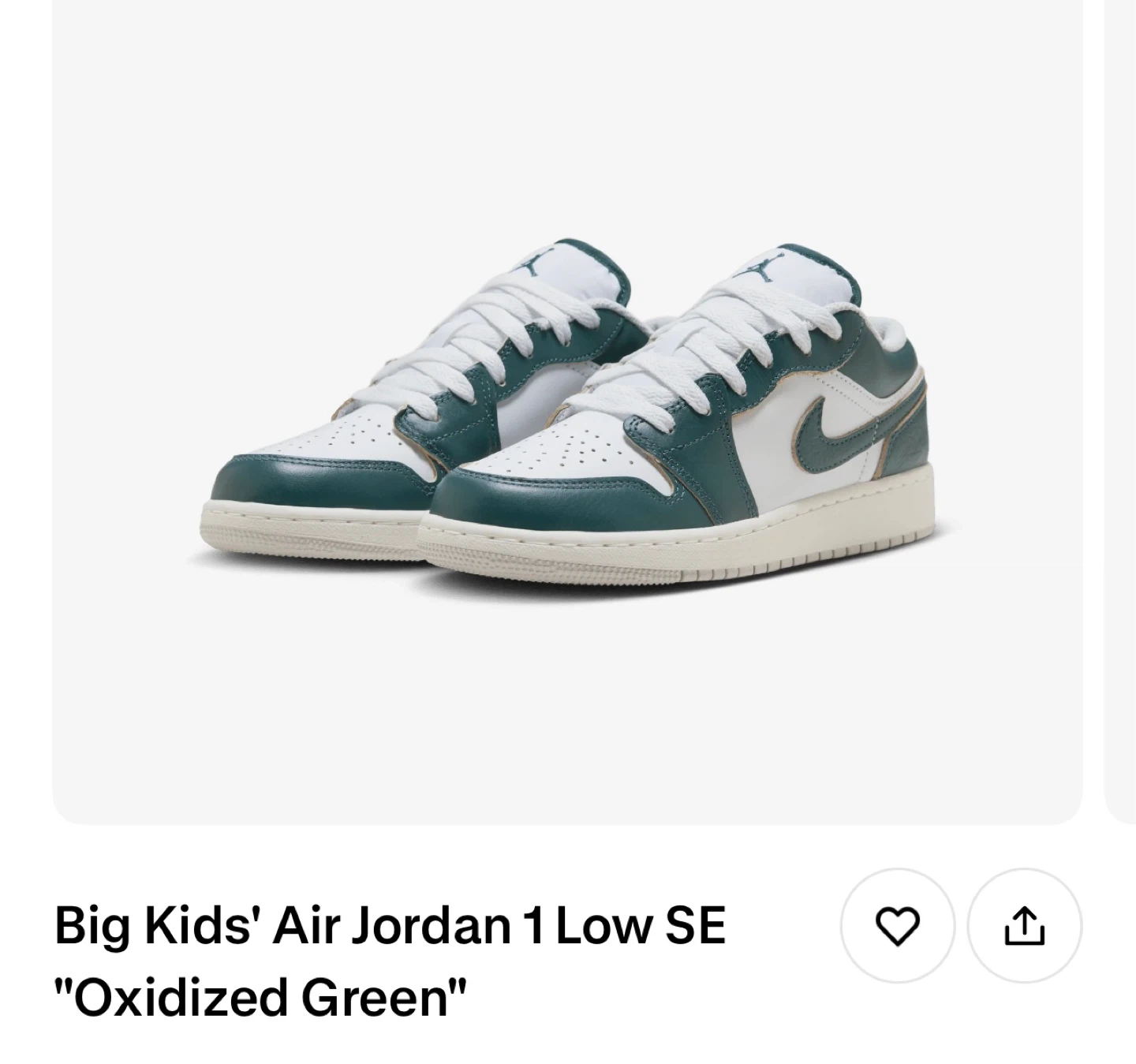 Big Kids' Air Jordan 1 Low SE "Oxidized Green" - photo 3