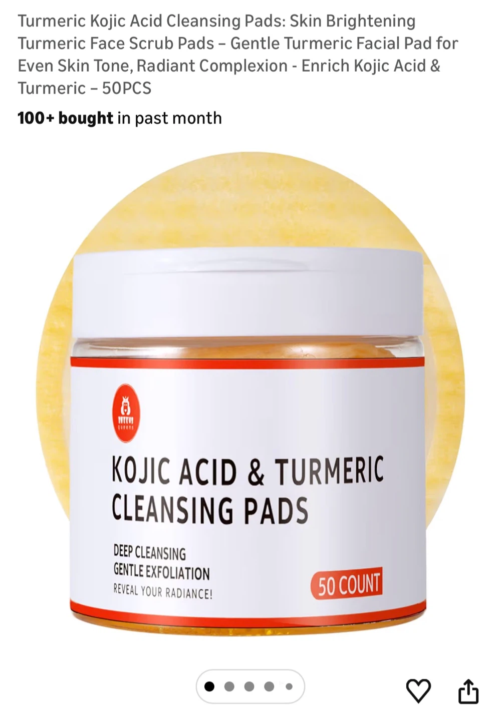 Kojic Acid & Turmeric Cleansing Pads - 50 Count