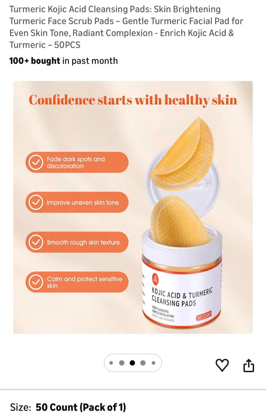 Kojic Acid & Turmeric Cleansing Pads - 50 Count - photo 5