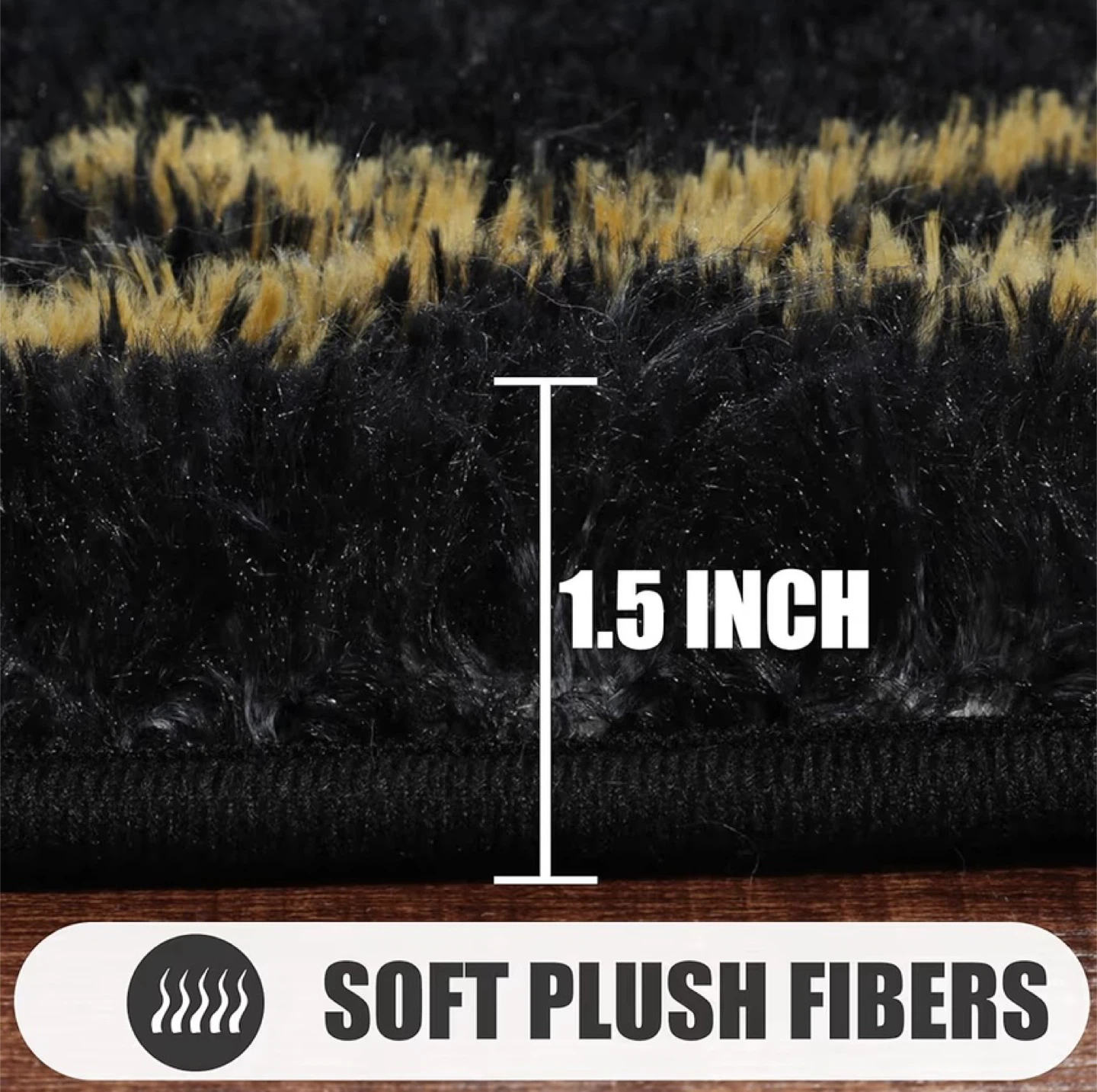 Plush Hexagon Pattern Area Rug - Black & Gold - photo 2