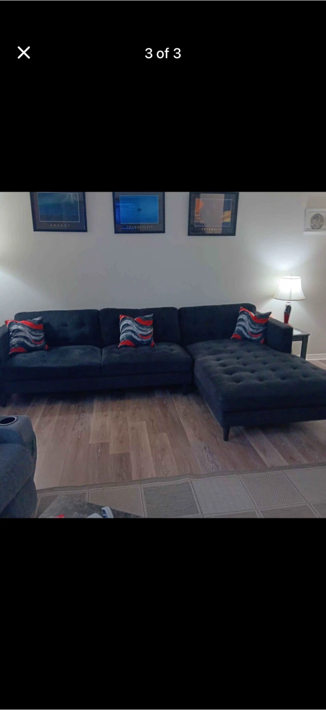 Dark Grey Sectional Sofa with Chaise