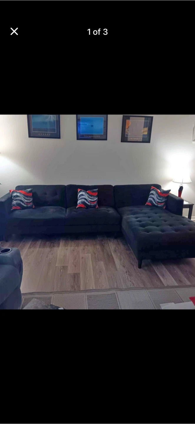 Dark Grey Sectional Sofa with Chaise - photo 2