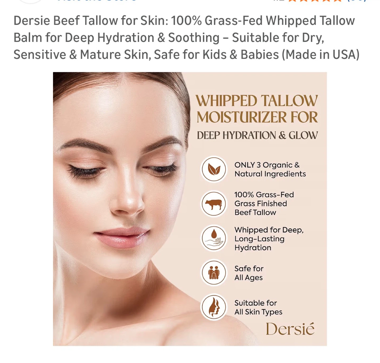 Dersie Whipped Tallow Balm for Deep Hydration - 4 fl oz Jar - photo 5